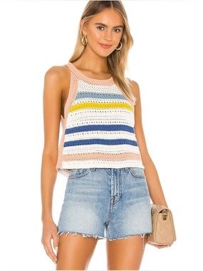 BCBGeneration Crocheted Striped Knit Tank